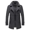 Women's Wool Blends Autumn Winter Mens Wool Trench Coats Fashion Middle Long Jacket Male Double Collar Zipper Coat Windbreak Woolen Overcoat 4XLL230918