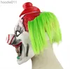 Costume Accessories Scary Red Hat Clown Cosplay Masks Halloween Activities Party Supplies for Unisex Full Face Masquerade Mysterious Role Dress Up Mar2112485 L230