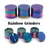 Iceblue Rainbow Grinders Zinc Alloy Metal Grinder Smoking 40/50mm Diameter 4 Parts Crusher Herbal Crushers