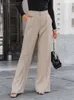 Women's Pants Classy Pleated Wide Legs Women Causal High Waist Floor-Length Trousers Autumn Winter 2023 Ladies Office