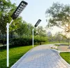Lumière solaire extérieure avec poteau intégré 300W 400W 500W capteur radar LED très brillante réverbère IP65 étanche pour jardin cour LL