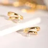 Ohrstecker MADALENA SARARA 18K Gelbgold Damen Süßwasserperle Pave-Fassung Hallow Design Eleganter schlichter Stil