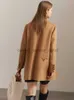 Women's Wool Blends Amii Minimalist Woolen Coat for Women 2023 Winter New Mid-Long Loose Office Lady Blends Turn-Down Collar Casual Jackets 12324024L230918