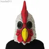 Akcesoria kostiumowe Maski imprezowe białe lateksowe kogut dorosłych Mad Chicken Cockerel Mask Halloween Scary Funny Masquerade Cosplay Mask Mask 220915 L230918