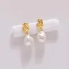 Dingle örhängen koreanska utsökt mode pärla 14k guldplätering örhänge elegant s925silver nål efter minimalistiska metalltillbehör