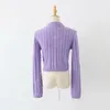 Kvinnors tröjor Kvinnor Preppy Style Sticked Pullover Sweater V-Neck Knitting Short Slim Top Lace Up Knitwear