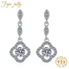 Dangle żyrandol Joycejelly Trendy 925 Srebrne krople dla kobiet Mossanites Diamond Clover Design Fashion Wedding 297Q