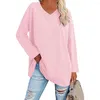 Chemisiers pour femmes pull chemisier tendance élastique mi-long Simple décontracté couleur Pure femmes haut pull Streetwear automne