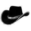 Wide Brim Hats Bucket Sequin Cowgirl Hat For Adults Cowboy Party Performance 230919