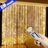 Dekoracje świąteczne 346M LED Lights Dekoracja zdalna kontrola USB ślub girlandzki lampa kurtyna wakacje do sypialni na zewnątrz bajka 230919