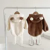 Rompers baby clothes romper born Lovely autumn and winter hooded Teddy bear Baby fleece ropa de bebe nia 230918