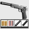 Pistol Manual EVA Soft Bullet Foam Darts Shell Ejection Toy Gun Blaster Firing With Silencer Bullets For Children Kid Adult CS Fighting Outdoor Games