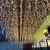 LED -strängar Party Christmas Garland LED ICICLE CUICLE String Lights 120LEDS DOOP 0,6 m Garden Outdoor Street Mall Eaves Dekorativa Fairy Light HKD230920