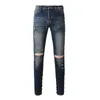 Herenjeans High Street Fashion Heren Retro Donkerblauw Stretch Skinny Ripped Merk Designer Hip Hop Knoppen Denim Broek Hombre