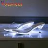 Slippers 6CM Women's Kitten Heels LED Light Sandals Nightclub Slim Heel Transparent Crystal Car Model Shining High Clear Beach 230919