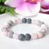 MG1107 mattad rosa zebra jasper crystal diffuser armband eterisk olje ångest armband lava pärla energin armband aromaterapi he248j