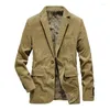 Herrdräkter Solid Color Men Blazers Luxury Corduroy Casual Slim Sacka Jacka Business Social Office Dress Coat Streetwear Clothing