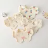 Bavoirs d'alimentation en gaze de coton pour bébés, serviette d'été à pétales doux pour nourrissons, serviette de salive imprimée, tissu de rot pour nouveau-né, nouveau Style coréen