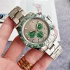 Designer roll Top Watch for Man and Woman Classics Fashion Men's Ditongna Quartz Multifunktionella tre ögon Green Water Ghost Magic Color Steel Band