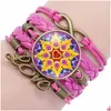 Charm Bilezik Güncelleme Infinity Love Mandala Mtilayer Wrap Dokuma Çiçek Cam Cabochon Bilezik Kadınlar Moda Mücevher Drop de Dhvzw