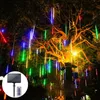 LED -strängar Party 30cm 50 cm 8 rör Solar Remote Control Meteor Dusch Fairy Light Outdoor Waterproof Christmas Wedding Decoration For Home Garden HKD230919