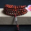 Strand Natural Sandalwood Necklace Rosewood Buddhism 108 Pieces Buddha Pendant Meditation Lucky Prayer Bracelet Wooden Beads Women Men