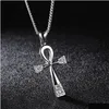 Collane con ciondolo Acciaio inossidabile Egitto Ankh Chiave della vita Collana con croce di strass egiziano Bling per uomo S Gioielli Hip Hop Drop Deliv Dhu5P