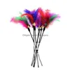Cat Toys Chirstmas Kitten Pet Teaser 38Cm Turkey Feather Interactive Stick Toy With Bell Wire Chaser Wand Fy3469 Drop Delivery Home Dhpv0