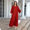 Этническая одежда Бальные платья Абая для женщин Дубай Мусульманский дизайн с бисером Драпированное платье с длинным рукавом Женский кафтан Кафтан Марокканская одежда
