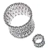 Ensembles de bijoux de mariage Ensembles de bagues de bracelet de manchette extensible multicouche de mariage bijoux en cristal de mariée femmes sa femme maman petite amie cadeaux B11 goutte 230818