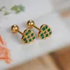 Boucles d'oreilles en Zircon vert brillant pour femmes, bijoux Punk Tragus, Piercing, fête d'été coréenne, à la mode