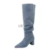 Boots Denim Cowboy Boots For Women Fashion Slip On Long Boots Female Square Heel 2023 Autumn Winter Girl's Boots Shoes J230919