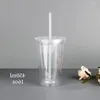 Tumblers 1 stücke 450 ml Doppelwandiges Eis PlasticIced Tumbler Kaltgetränk Reisebecher Kaffee Saft Teetasse Mit Stroh Wiederverwendbare Smoothie