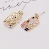 Studörhängen Ruifan Sweet Pink Flower Multicolor Cubic Zircon for Women Rhinestone Earring Fashion Jewelry Accessories Yea335