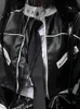 レディースジャケットネラズゥーリ春夏短い白と黒のパッチワーク光沢のあるパテントレザージャケット女性大人の女性PUレザークロップドトップ230919