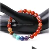 Bracciale con perline 7 Chakra Bracciale in pietra Fili a strisce Agata rossa Fascino di loto Testa di Buddha Braccialetti vulcanici Polsino per donna Uomo Moda Dr Dhk39