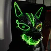 Maski imprezowe Przerażające LED Light Up Mask Blow in Dark Wolf Animal Mask for Men Women Halloween Masquerade Festival Cosplay Cosplay Props 230919