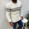 Suéteres para hombres Contraste Color Jacquard Slim Men Vintage O Cuello Manga larga Tops de punto Otoño Clásico Crochet Bottoming Jumper para hombre 230918