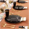 使い捨てディナーウェア60パーティー用食器の断片ブラックレッド金リムプラスチックプレートシエルウェアカップセットゴッドデイサプライ