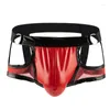 Unterhosen Herren Sexy Mesh Leder Kurze Hosen Für Sex Latex Mantel Unterwäsche Hohl Patent Schwarz Rot Fetisch Boxer Sexi