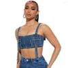 Tanques femininos haoyuan sling denim cami colheita topo sexy roupas de verão sem costas zip bonito jeans regatas festival outfits mulheres estilo y2k