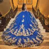 رويال الأزرق المكسيكي Quinceanera فساتين الديكور الدانتيل الزائفة Vestidos de 15 Anos مشد الظهر جونيور الفتيات عيد ميلاد العباءات الحزب 326 327