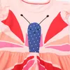 Vestidos de menina vestido infantil com estampa de borboleta meninas fofo meia manga baile de 7 anos