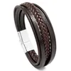 New Design Multi-layers Handmade Braided Leather Bracelet Bangle For Men Male Hand Jewelry For Birthday Gift