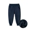 Pantalons enfants pantalons pour garçons automne hiver polaire épaississement solide bleu noir gris Sport décontracté pantalons longs pour 19 ans 230918