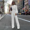 Casual Wide Leg Summer Bodycon Jumpsuit Women Overalls Långärm Vit Svart Skinny Rompers Womens Jumpsuit Kvinna T200528296L