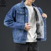 Herrjackor män ljusblå vinter jean ytterkläder varm denim räcker stor storlek ullfoder tjockare storlek4xl 230919