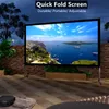 Outdoor Indoor Projector Screen with Stand 16:9 Fast Easy Snap On Set-up Freestanding PVC Cinema White Foldable Front Projection