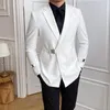 Costumes pour hommes, Blazer décoratif avec boucle en métal solide, pour fête, mariage, Banquet, affaires, coupe cintrée décontractée, par des designers italiens