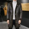 Mannen Lederen Faux Omkeerbaar Bont Shearling Imitatie Hertenleer Lange Jas Man Bovenkleding Geul Winter Bont Parka 230919